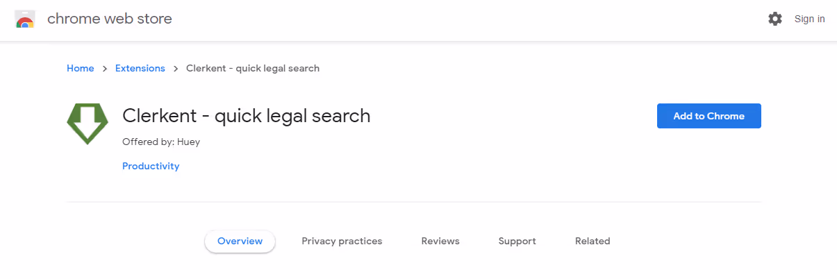 Screenshot of Chrome extension page